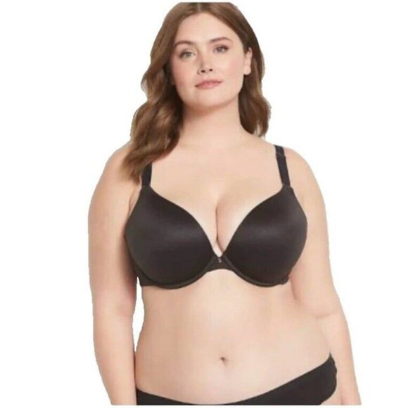 Lane Bryant Cacique Bra Intuition Backsmoother Plunge Black Size 46DDD - Picture 1 of 10
